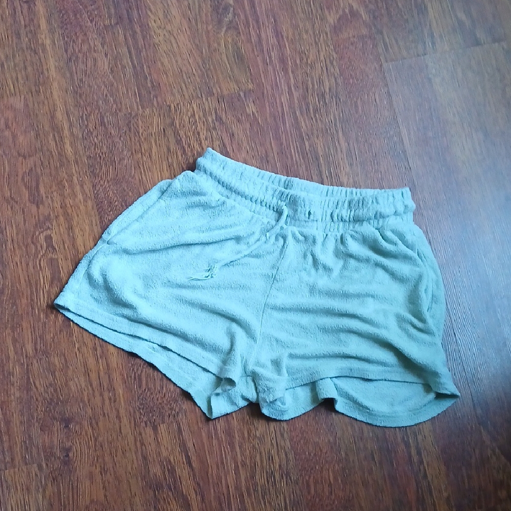 Women's Green Terry Cloth Shorts